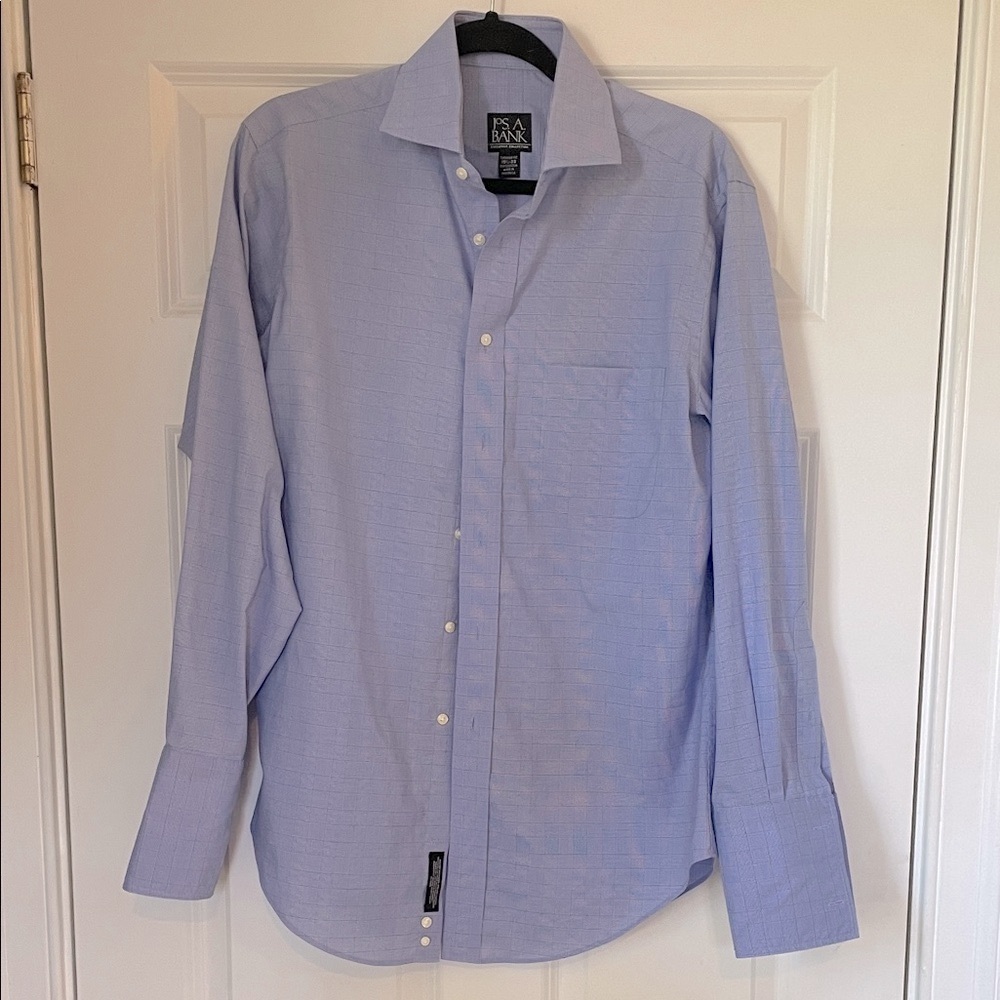 Jos. A. Bank Periwinkle Blue & Green Button Down Shirt 15 1/2x33 Office Career